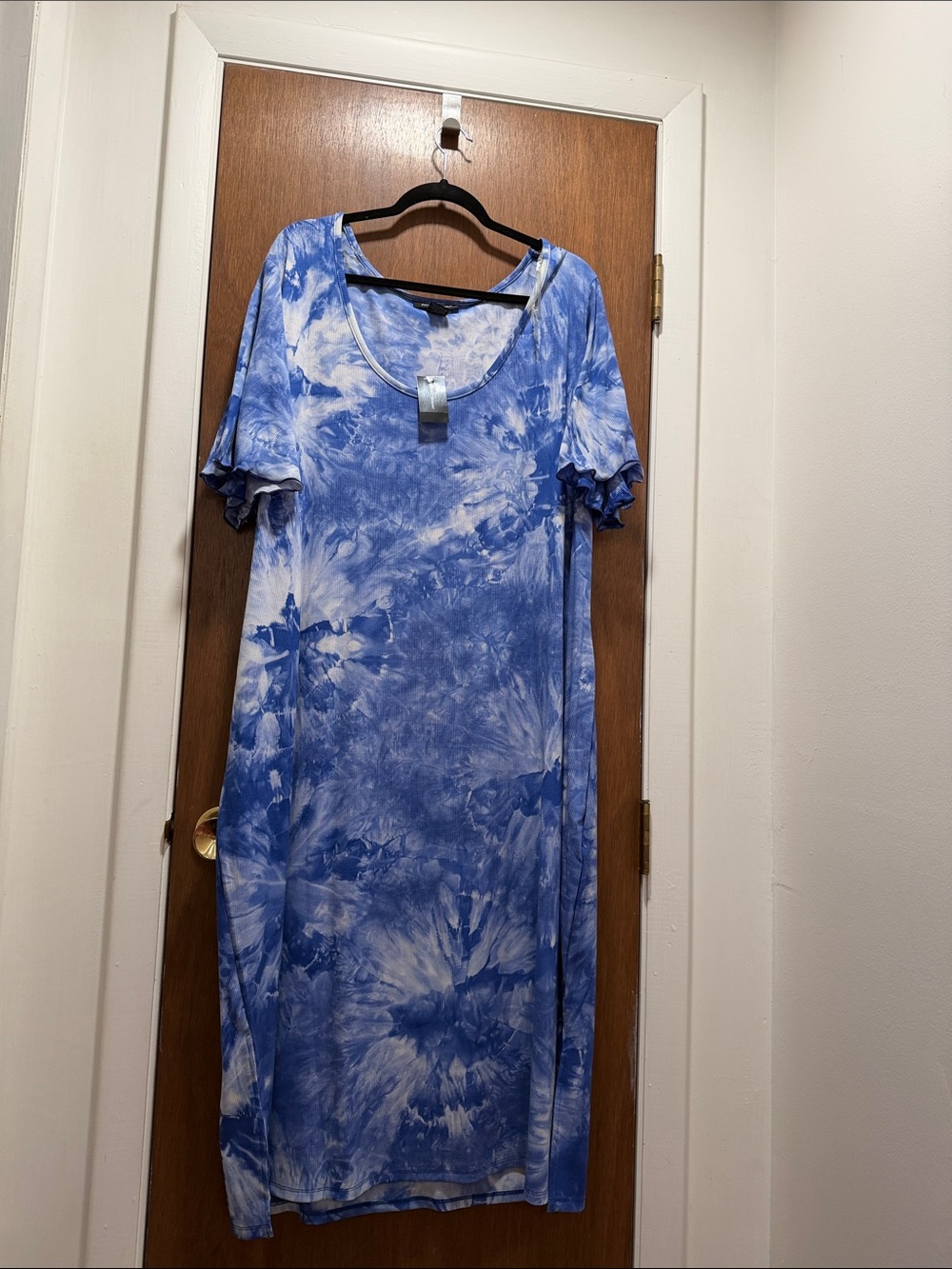 Ashley Stewart Blue and White Tie-Dye Maxi Dress